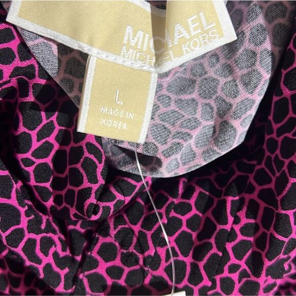 MICHAEL Michael Kors Blouse Womens Size L Purple Animal Print Open Back NEW - Picture 3 of 4